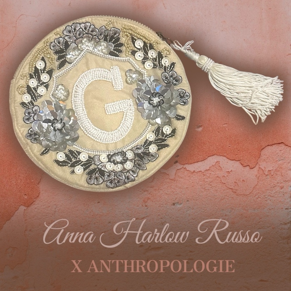 ✨ Anna Harlow Russo x Anthropologie Monogram “G” Beaded Coin Purse ✨